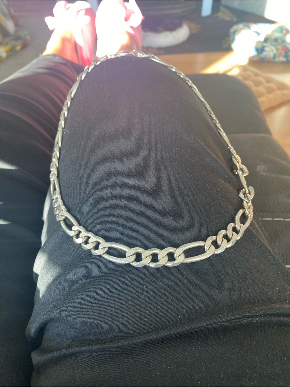 Men's Silver-Tone Figaro Link Necklace
